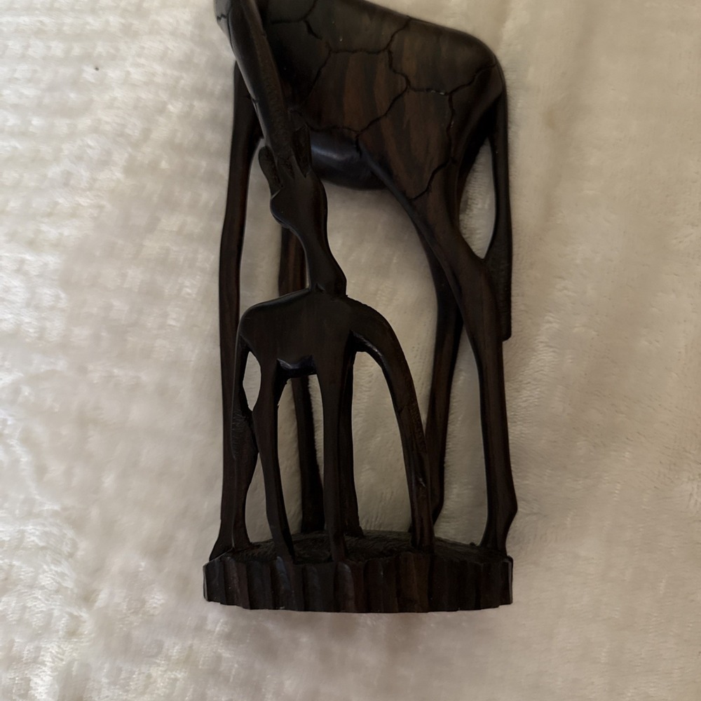 Hand Carved Mother Giraffe with Baby , Wood Carved Made In Tanzania